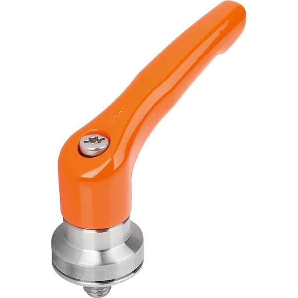 Adjustable Handle W Clamp Force Intensif Size:2 M08X10, Zinc Orange Ral2004, Comp:Stainless Steel